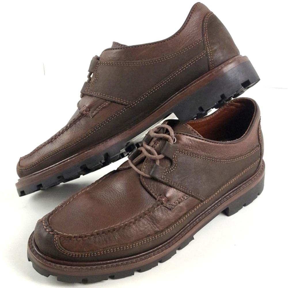 Cole Haan Brown Leather Hand-Sewn Lace-up Moc Toe Boat Shoe Oxford Bootie